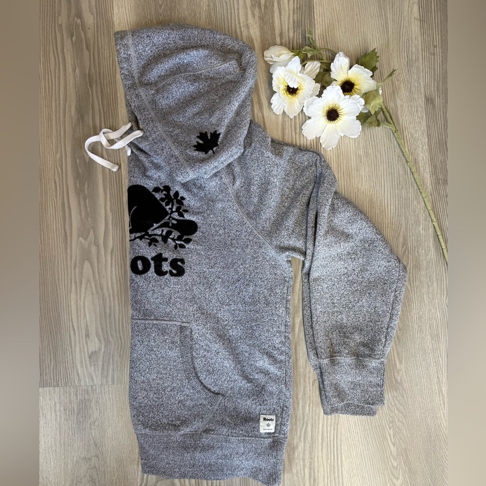 Roots Gray Hooded Sweatshirt with Black Logo